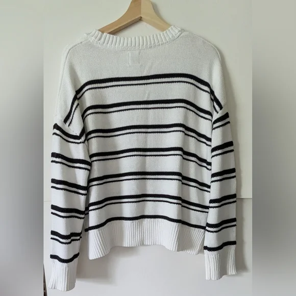 Joie Large Black & White Crew Neck Sweater Stripes Brand New With Tags - Picture 6 of 12